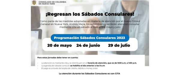 ¡Regresan los Sábados Consulares! El primero que se realizará en el 2023 será el próximo 20 de mayo: No olvide agendar su cita