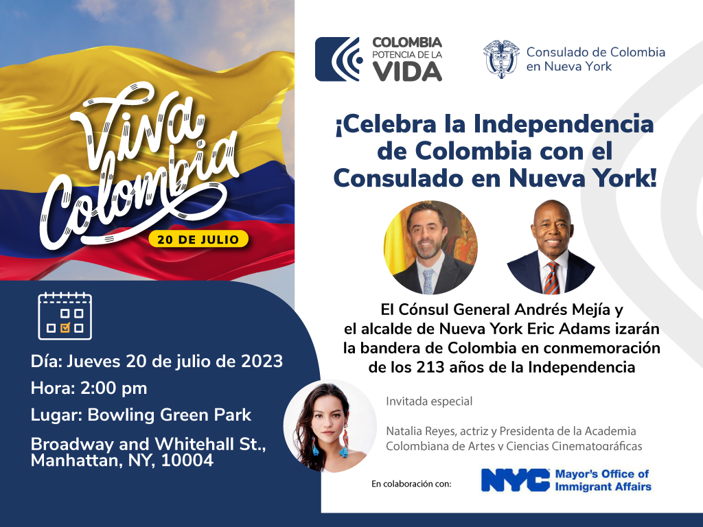 Consulado en Nueva York ha preparado una serie de actividades para honrar la Fiesta Nacional de Colombia