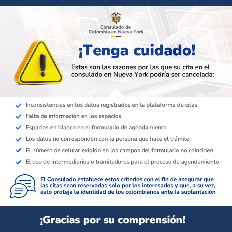 Cancelación citas en Nueva York