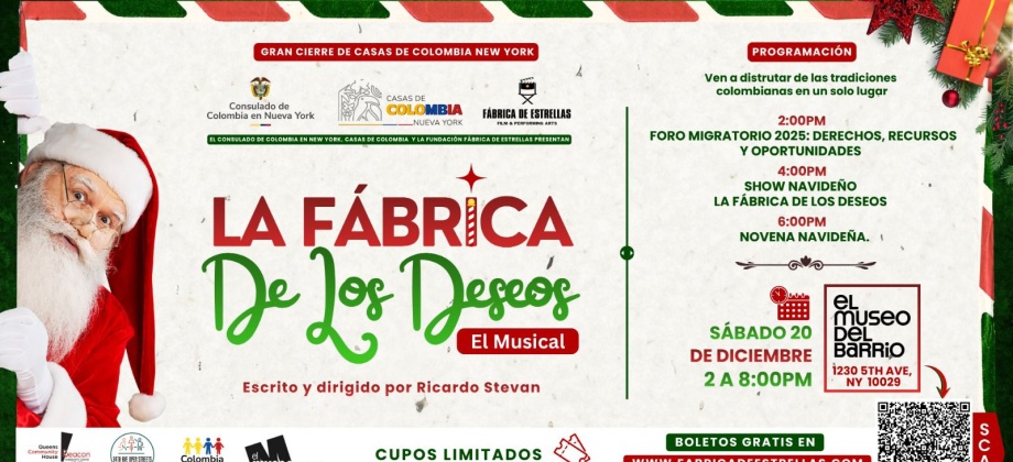 Participa del evento de clausura de Casas de Colombia a realizarse este sábado 20 de diciembre de 2025