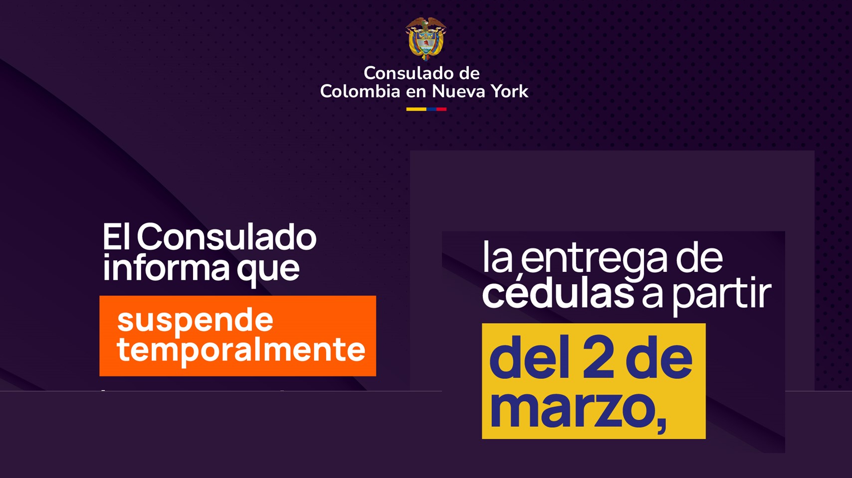 10 de marzo de 2026 se renueva la entrega de cédulas en el Consulado de Colombia en Nueva York