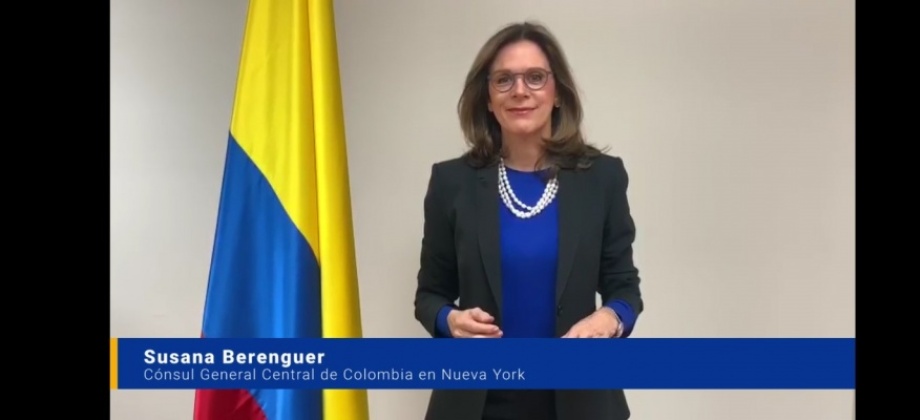 Con ocasión del Día Nacional del Colombiano Migrante, la Cónsul de Colombia en Nueva York, Susana Berenguer, saluda a los connacionales que viven en esta zona de EE.UU.