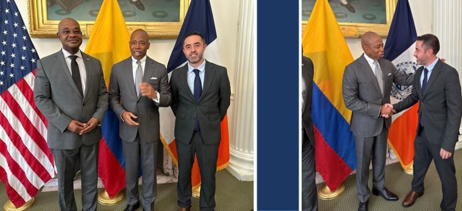 Cónsul General Andrés Mejía participó en la reunión que sostuvieron el Embajador de Colombia en los Estados Unidos, Luis Gilberto Murillo, y el alcalde de la Ciudad de Nueva York, Eric Adams