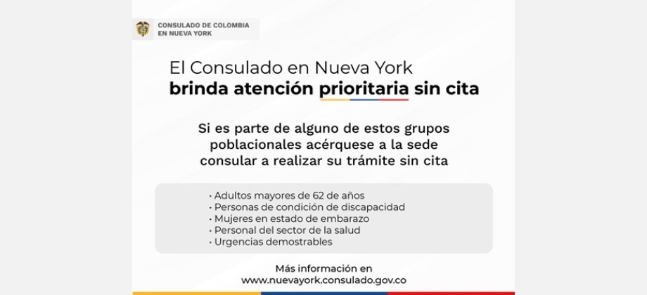 En el Consulado de Colombia en Nueva York se brinda atención prioritaria sin cita  