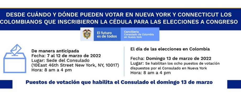 Desde cuándo y dónde pueden votar en Nueva York los colombianos que inscribieron la cédula para las elecciones