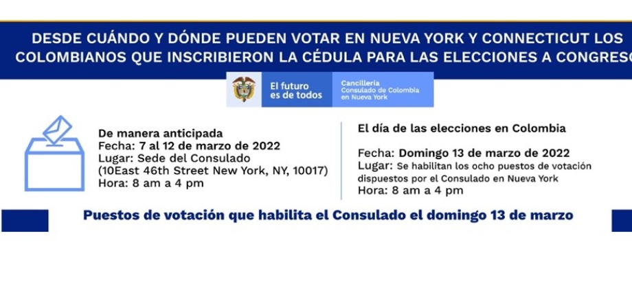 Desde cuándo y dónde pueden votar en Nueva York los colombianos que inscribieron la cédula para las elecciones