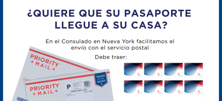 Consulado en Nueva York facilita el envío del pasaporte a su lugar de residencia: al solicitarlo debe presentar sobre certificado y estampillas por un valor de 11.65 dólares