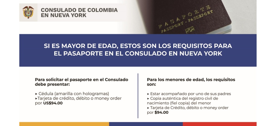 Estos son los requisitos para solicitar el pasaporte en el Consulado de Colombia en Nueva York