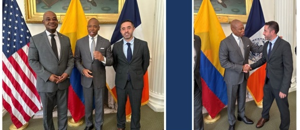Cónsul General Andrés Mejía participó en la reunión que sostuvieron el Embajador de Colombia en los Estados Unidos, Luis Gilberto Murillo, y el alcalde de la Ciudad de Nueva York, Eric Adams