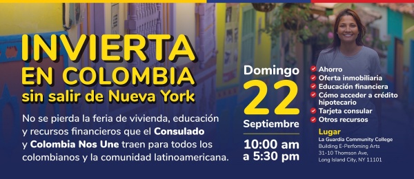 Banner con información de la feria de vivienda, educación y recursos financieros el 22 de septiembre de 2024