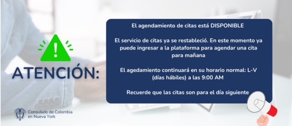 El Consulado de Colombia en Nueva York informa sobre novedades en la atención al público este jueves 30 de mayo de 2024