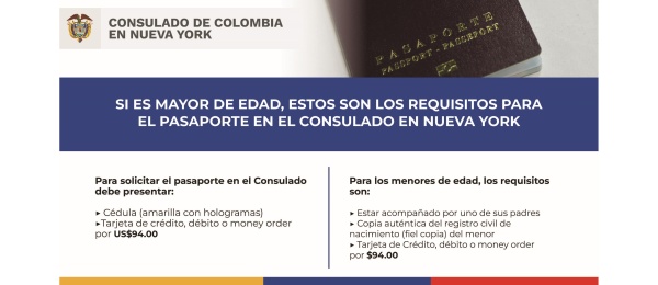Estos son los requisitos para solicitar el pasaporte en el Consulado de Colombia en Nueva York